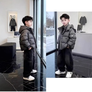 Veste d'hiver pour adolescents, coupe-vent à <span class=keywords><strong>capuche</strong></span> amovible sans lavage, fermeture éclair, épaisse et chaude, rembourrée en coton, pour enfants plus âgés - Product Image 5