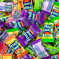 Vente en gros de bonbons à mâcher certifiés halal avec 10% de vrai jus de fruit, saveur sucrée et fruitée-emballage avec sac personnalisé