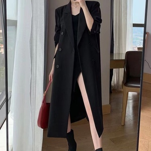 Manteau long trench pour femme de qualité supérieure, col tailleur croisé, tendance - Product Image 5