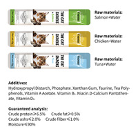 Barres de friandises crémeuses pour chats, saveurs saumon, poulet, thon, pâte nutritive pour chatons, sans additifs, 15g, vente en gros transfrontalière
