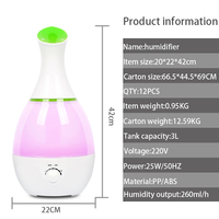 Diffuseur d'arômes en forme de vase à prix d'usine, réservoir d'eau de 3 L, humidificateur d'air ultrasonique à brume froide