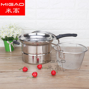 Olla de sopa de acero inoxidable Migao con colador y tapa vaporera de 2.1-5L, olla multifuncional para cocinar al vapor, hervir y freír - Product Image 4