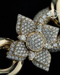 Chaîne à breloques personnalisée en or 9K-18K |   Liens en diamant de culture en forme de cœur/crâne/fleur (Bijoux de luxe Romance/Rebel/Nature) - Product Image 5