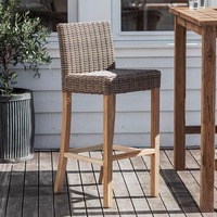 Ensemble de chaises de bar d'extérieur modernes, en rotin PE et corde de nylon tressée, pour patio, jardin, bistrot, hôtel, cour, comptoir de bar, mobilier