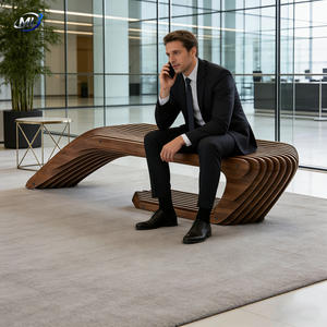 Banc de patio moderne et durable en bois pour usage intérieur/extérieur, 2 places, idéal pour centres commerciaux et hôtels - Product Image 1