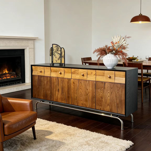 Aparador Moderno <span class=keywords><strong>de</strong></span> Lujo con Cajones, Mueble <span class=keywords><strong>de</strong></span> Madera <span class=keywords><strong>de</strong></span> Nogal, Soporte <span class=keywords><strong>de</strong></span> Acero Inoxidable, Mesa <span class=keywords><strong>de</strong></span> <span class=keywords><strong>Entrada</strong></span> para Sala <span class=keywords><strong>de</strong></span> Estar, Mueble <span class=keywords><strong>de</strong></span> Pasillo - Product Image 3