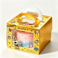 Boîte à pâtisserie en carton imprimé, boîte à gâteau d'anniversaire avec fenêtre transparente en PET, poignée portable, emballage de dessert écologique et recyclable