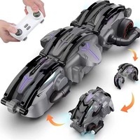Voiture électrique transformable 2,4 GHz haute vitesse en plastique, six roues, serpent roulant, 2 canaux, intérieur-extérieur, rotation à 360 degrés