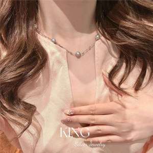 Grey Swan S925 Sterling Silver Pearl Necklace And <b>Bracelet</b> Set Women's Everyday Wear Jewelry - Product Image 5