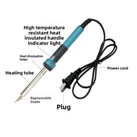 Couteau à découper électrique à chauffage externe, fer à souder 220V 60W, prise EU, poignée en caoutchouc, pointe pointue multi-usage