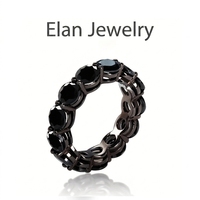 Bague ronde en argent S925 noir moissanite personnalisée en gros, bague haut de gamme pour femme, bijoux de mariage et de fête