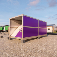 Maisons conteneurs pliantes de luxe préfabriquées violettes à chambre unique, maisons modulaires préfabriquées 1 chambre pour habitation