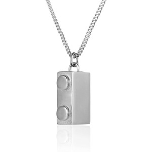 Collar de bloques de construcción de acero inoxidable 3D geométrico creativo para hombres y mujeres - Product Image 4