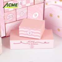 Boîte de calendrier de l'avent de Noël en carton personnalisable 2024, avec revêtement magnétique UV, laminage mat, crème pour le visage, crème pour les yeux