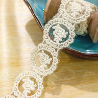 ERKOUMI HOT SALE Bordir Mewah Dekoratif Multi Warna Motif Bunga Mawar dari Kain Katun Mesh 1.8-2.6cm Renda untuk Pakaian Pernikahan Lolita