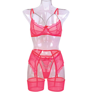 Women's <b>Sexy</b> Lingerie Pure Desire Style Mesh Splicing Metal Chain Fun Four Piece <b>Set</b> of Women's Clothing - Product Image 6