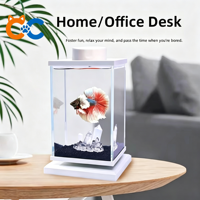 Mini aquarium rotatif pour betta, petit ornement de bureau, verre ultra-transparent, décoratif créatif, sans filtre, ensemble aquascape complet en boîte