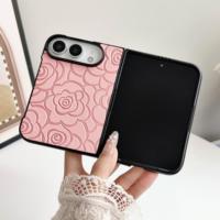 Étui de téléphone haut de gamme en cuir gaufré avec motif de fleur de camélia, adapté à l'iPhone 18 Ultra et à l'Apple 18 Fold