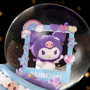 Boîte à musique boule de cristal avec lumières colorées et neige tombante – Cadeau idéal pour étudiantes, meilleures amies, fêtes, mariages – Motif dessin animé - Product Image 3