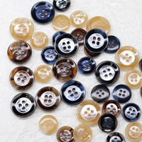Kancing Resin Mutiara Hitam Kopi Biru Khaki Berkualitas Tinggi Bentuk Bulat 4 Lubang Kancing Jas Klasik Mendukung Kustomisasi