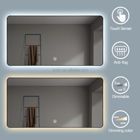 Usine directe LED miroir intelligent capteur tactile interrupteur antibrouillard rectangulaire vanité lumière miroir de bain pour hôtels salle de bain utilisation