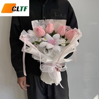 CLTF Exquisites Geschenk Twist-Stick Tulpen-Lilien-Strauß Künstliche Blumen Handgefertigtes Muttertag- und Abschlussgeschenk Twist-Stick Blumenstrauß
