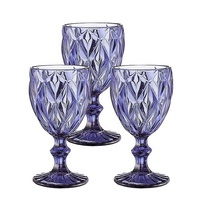 Verres à vin épais vintage en relief de couleur originale ambre rose violet vert bleu gris Gobelet 8oz tasses en verre à vin rouge