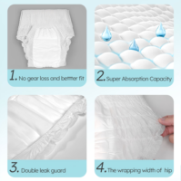 Culotte de nuit menstruelle bleue L&XL, protection anti-fuites à 360 degrés, couverture complète du dos, respirante, en tissu type laine et pâte de bois