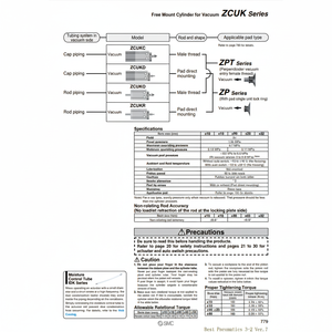 SMC Pneumatics ZCDUKC10-20D de cylindre à montage libre pour applications sous vide - Product Image 1