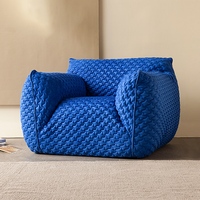 Vente directe d'usine Canapé de détente minimaliste italien une place - Canapé bleu avec rembourrage en éponge et tissu doux