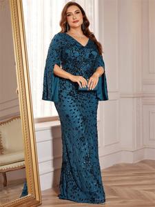 <span class=keywords><strong>Robe</strong></span> de Soirée Trapèze à Manches Longues et Col en V pour Femme, Idéale pour Banquets, Cérémonies et Fêtes, <span class=keywords><strong>Grande</strong></span> <span class=keywords><strong>Taille</strong></span> - Product Image 1