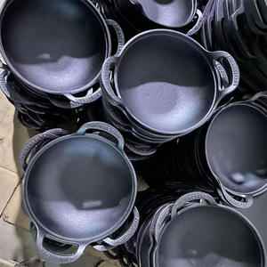 Poêle à gaz antiadhésive double poignée <span class=keywords><strong>en</strong></span> <span class=keywords><strong>fonte</strong></span> avec couvercle <span class=keywords><strong>en</strong></span> bois de hêtre pour la cuisson du porridge et des ragoûts – Vente <span class=keywords><strong>en</strong></span> gros - Product Image 6