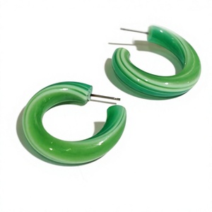 Pendientes de Aro de Resina Verde Únicos y Bonitos, con Mármol Blanco de Lujo, Vintage, de la Mejor Calidad, Redondos, Premium, Joyería de Moda para Fiestas, para Mujer - Product Image 6