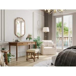 Wiserset 23\" X 35\" Scalloped Gold <b>Mirror</b> Classic Antique <b>Brass</b> Oval Wooden Large Flower Beaded Vanity <b>Mirror</b> for Vanities - Product Image 1