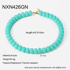 Collier tendance <span class=keywords><strong>Bohu</strong></span> pour femme, perles rondes en acrylique multicolores, grand collier à superposer pour l'été et la plage, bijoux pour femmes - Product Image 2