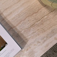 Table basse en travertin, pierre naturelle, écologique, vintage, style Wabi-Sabi, design de créateur, salon, hôtel, meubles d'art