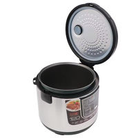 Cuisinière à riz électrique intelligente 6L entièrement automatique en acier inoxydable multifonctionnelle avec revêtement antiadhésif, tasse doseuse et minuterie numérique