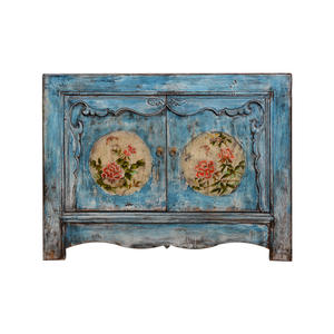 Cabinet de curiosités fait main Shabby Chic en bois massif en détresse rustique de reproduction orientale - Product Image 5