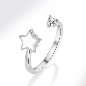 Factory Wholesale fashion jewelry minimalist adjustable enamel Star <b>ring</b> Copper Gold Plated anxiety <b>spin</b> <b>rings</b> For Girls - Product Image 6
