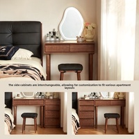 Table de maquillage intégrée en bois massif de chêne nordique avec tiroirs pour chambre à coucher