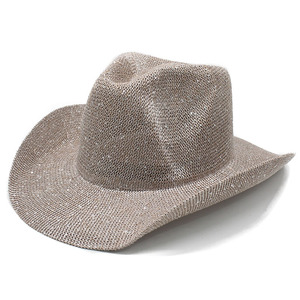 Sombrero de Vaquero de Paja Estilo Occidental Europeo-Americano con Lentejuelas, Retro Británico, <span class=keywords><strong>Jazz</strong></span>, Hueco, Transpirable, Protector Solar, Sombrero de Papel - Product Image 1