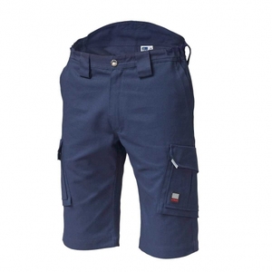 Bermudas de trabajo de algodón azul 100% con decoraciones de logotipo talla L cintura media suelta estilo Cargo cierre de cordón tela de punto - Product Image 2
