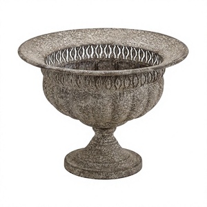 Stone look Iron Tabletop Vase Handmade Distressed Finish Outdoor Indoor Plant Pot Metal Vases Classic Design - Product Image 1