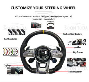 Volant modifié en cuir beige avec ligne blanche perforée SOON TODA pour <span class=keywords><strong>Mercedes</strong></span> Benz a GLA B GLB C <span class=keywords><strong>GLC</strong></span> E GLE CLS ZC-809-P70-F - Product Image 6