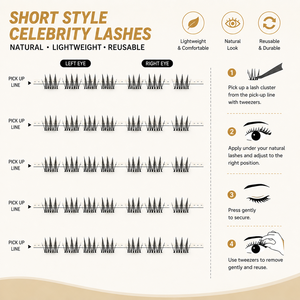 Extensions de <span class=keywords><strong>cils</strong></span> DIY réutilisables, faits à la main, 6 rangées, en cheveux synthétiques, effet naturel glamour, application facile, avec étiquette personnalisée - Product Image 2