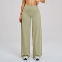 Ensemble de leggings de yoga taille 2 pour femmes, avec poches, doux, amples, à jambes larges, pour le bureau et la gym