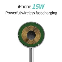 Station de charge sans fil magnétique 2-en-1 à vente chaude, 15W, support de charge sans fil flexible pour bureau, support de téléphone portable