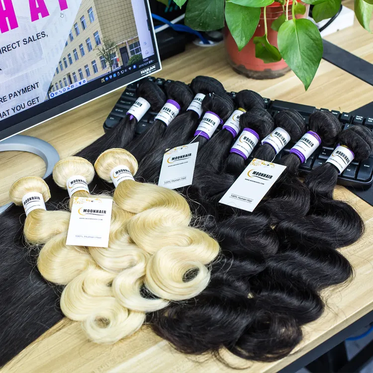 Grosir Murah Harga Sampel Gratis Baku Perawan Rambut Malaysia Bundel dengan Frontal Gratis Menenun Rambut Sampel