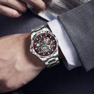 Montre de luxe pour homme, logo personnalisable, design mécanique multifonction, bracelet en acier inoxydable, grand verre, personnalisable - Product Image 3