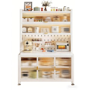 <span class=keywords><strong>Mueble</strong></span> de Cocina Metálico, <span class=keywords><strong>Mueble</strong></span> de Despensa Estrecho con Encimera de Piedra, <span class=keywords><strong>Mueble</strong></span> <span class=keywords><strong>para</strong></span> <span class=keywords><strong>Horno</strong></span> Blanco - Product Image 4